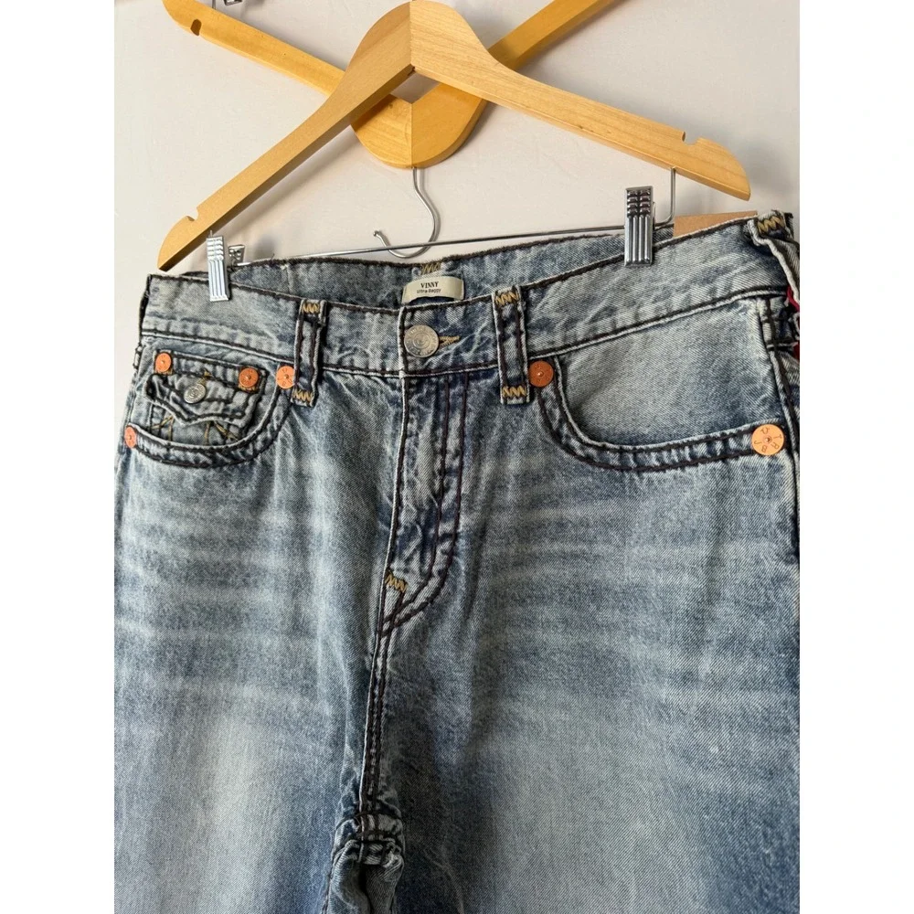 True Religion Jeans Vinny Ultra Baggy Super T Electric Groove Wash Blue Size 36
